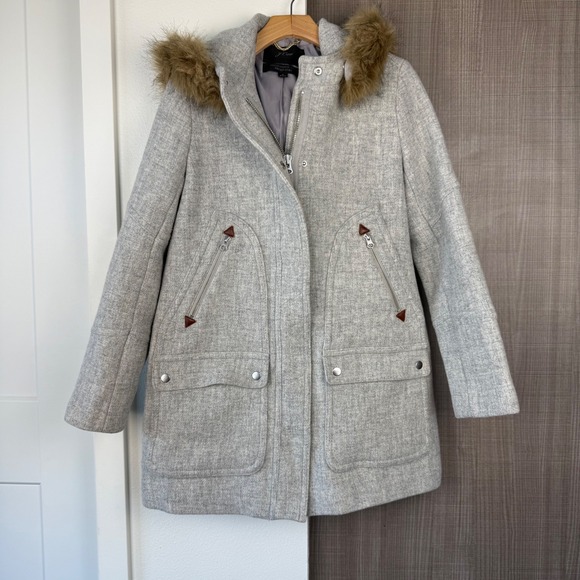 J. Crew Heather Gray Chateau Parka Italian Wool Stadium Cloth Coat Jacket - Picture 4 of 16